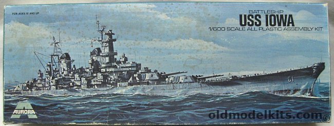 Aurora 1/600 USS Iowa BB61 Battleship - (With Decals for Iowa / Missouri / Wisconsin / New Jersey), 705-200 plastic model kit